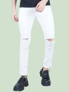 LINARIA Men Classic Slim Fit Slash Knee Cotton Jeans