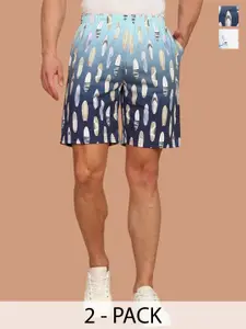BULLMER Men Pack Of 2 Cotton Mid-Rise Printed Shorts