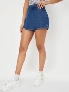 max Women Pure Cotton Denim Mini Skorts