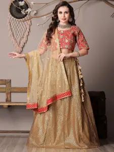 Ethnovog Embellished Sequinned Semi-Stitched Lehenga & Unstitched Blouse With Dupatta