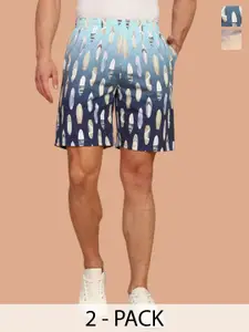 BULLMER Men Pack Of 2 Printed Mid-Rise Regular Shorts