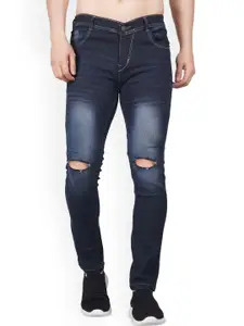 LINARIA Men Classic Slim Fit Slash Knee Light Fade Jeans