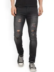 LINARIA Men Classic Slim Fit Highly Distressed Light Fade Jeans