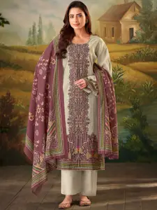 Stylee LIFESTYLE Floral Printed Pure Silk Unstitched Dress Material