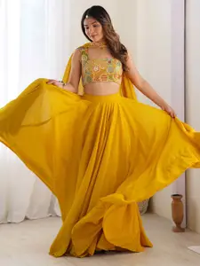 TextileNow Embroidered Thread Work Ready to Wear Lehenga With Blouse And Dupatta