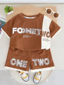 StyleCast x Revolte Boys Printed Round Neck Pure Cotton T-shirt with Shorts