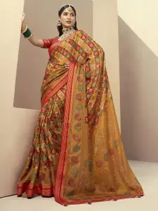 elora Woven Design Zari Poly Georgette Banarasi Saree