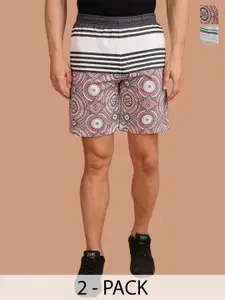 BULLMER Men Graphic  Pack of 2 Printed Knee Length Regular Shorts
