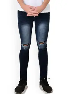 LINARIA Men Classic Slim Fit Slash Knee Light Fade Jeans