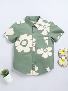 Happy Faces Kids Boys Floral Printed Pure Cotton Casual Shirt