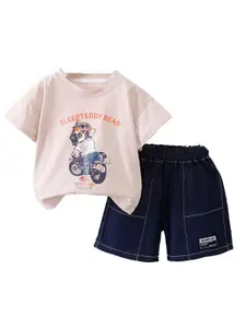StyleCast x Revolte Infants Printed Round Neck Pure Cotton T-shirt With Shorts