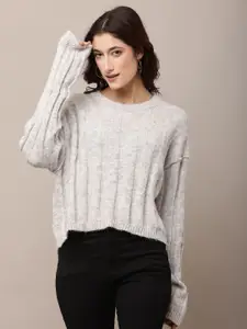 NoBarr Women Solid Round Neck Long Sleeves Pullover