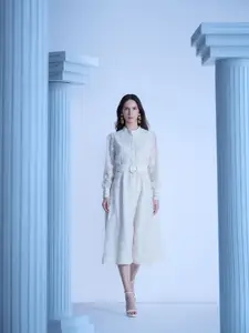 Vero Moda Women Self Design Fit & Flare Midi Dress