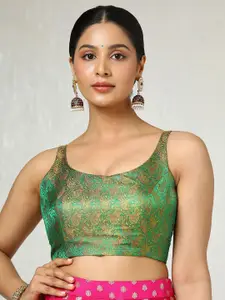 Soch Women Woven Designs U-Neck Saree Blouse