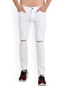 LINARIA Men Cotton Classic Low-Rise Slash Knee Slim Fit Jeans