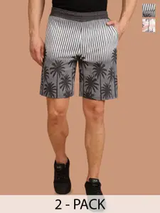 BULLMER Men Pack Of 2 Printed Mid-Rise Regular Fit Shorts