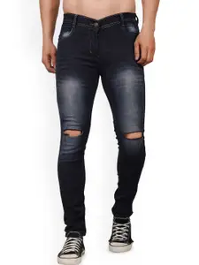 LINARIA Men Classic Slim Fit Low-Rise Slash Knee Light Fade Jeans