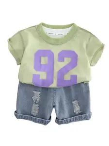 StyleCast x Revolte Boys Printed Round Neck Pure Cotton T-shirt with Shorts