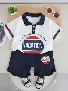 StyleCast x Revolte Boys Printed Polo Collar Pure Cotton T-shirt with Shorts