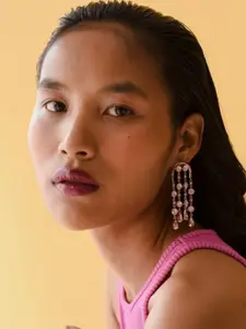 ESME Watermelon Sugar Rose Gold-Plated Swarovski Crystal Studded Drop Earrings