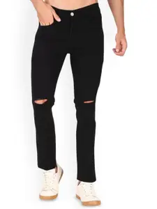 LINARIA Men Classic Mid-Rise Slim Fit Slash Knee Jeans