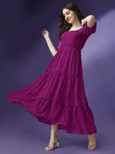 Raiyani Fashion Women Square Neck Fit and Flare Midi Dress