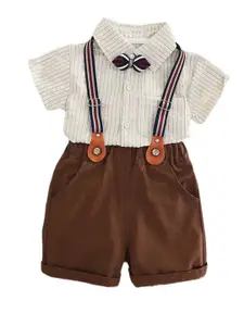 StyleCast x Revolte Boys Striped Pure Cotton Shirt With Shorts