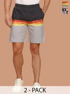 BULLMER Men Pack Of 2 Graphic Printed Regular Fit Shorts