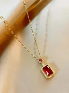 PASU FASHION Gold-Plated Artificial Stones-Studded Necklace