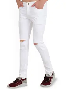 LINARIA Men Cotton Classic Low-Rise Slash Knee Slim Fit Jeans