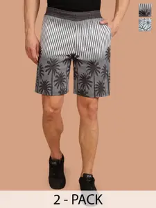 BULLMER Men Pack of 2 Conversational Printed Cotton Regular Shorts