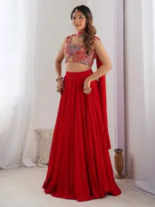TextileNow Embroidered Thread Work Ready to Wear Lehenga With Blouse And Dupatta