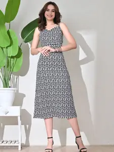 IUGA Abstract Printed Shoulder Straps Sheath Midi Dress