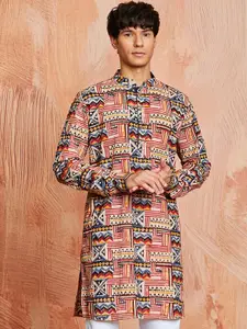 VASTRAMAY Ajrakh Hand Block Printed Cotton Straight Kurta