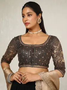 Soch Women Embroidered U-Neck Saree Blouse With Sequins