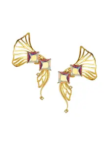 ESME Gold-Plated Swarovski Crystal Studded Contemporary Drop Earrings