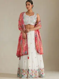 Soch Floral Embellished Sequinned Ready to Wear Cotton Lehenga With Blouse & Dupatta