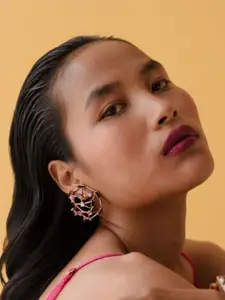 ESME Blooming Daisy Gold-Plated Swarovski Crystal Studded Contemporary Drop Earrings