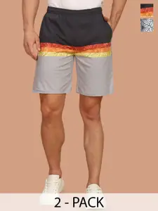BULLMER Men Pack of 2 Cotton Printed Shorts