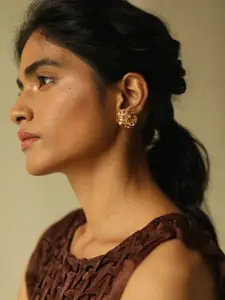 ESME Fika Rose Gold-Plated Swarovski Crystal Studded Circular Studs