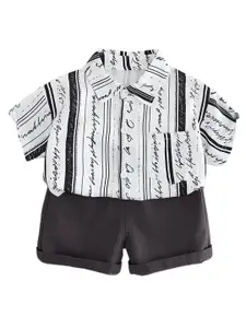 StyleCast x Revolte Boys Printed Pure Cotton Shirt With Shorts