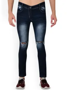 LINARIA Men Classic Slim Fit Slash Knee Heavy Fade Jeans