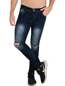 LINARIA Men Classic Slim Fit Low-Rise Slash Knee Heavy Fade Jeans