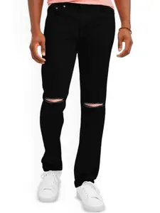 LINARIA Men Classic Slim Fit Slash Knee Jeans