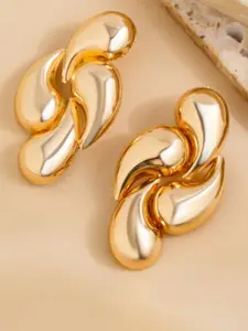 SUBHAGALANKAR Gold-Plated Stainless Steel Contemporary Drop Earrings