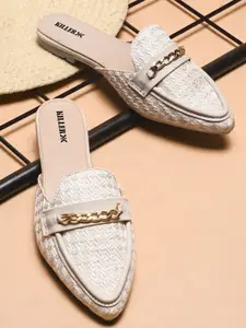 Killer Women Pointed Toe Ethnic Mules with Buckle Flats