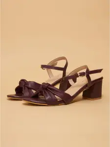 ERIDANI Women Textured Party Block Sandals with Bows