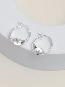 vLeCalla 925 Sterling Silver Silver-Plated Twisted Circular Shaped Hoop Earrings