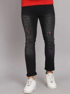 LINARIA Men Classic Slim Fit Mid-Rise Light Fade Mildly Distressed Jeans