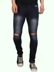 LINARIA Men Classic Slim Fit Slash Knee Heavy Fade Jeans